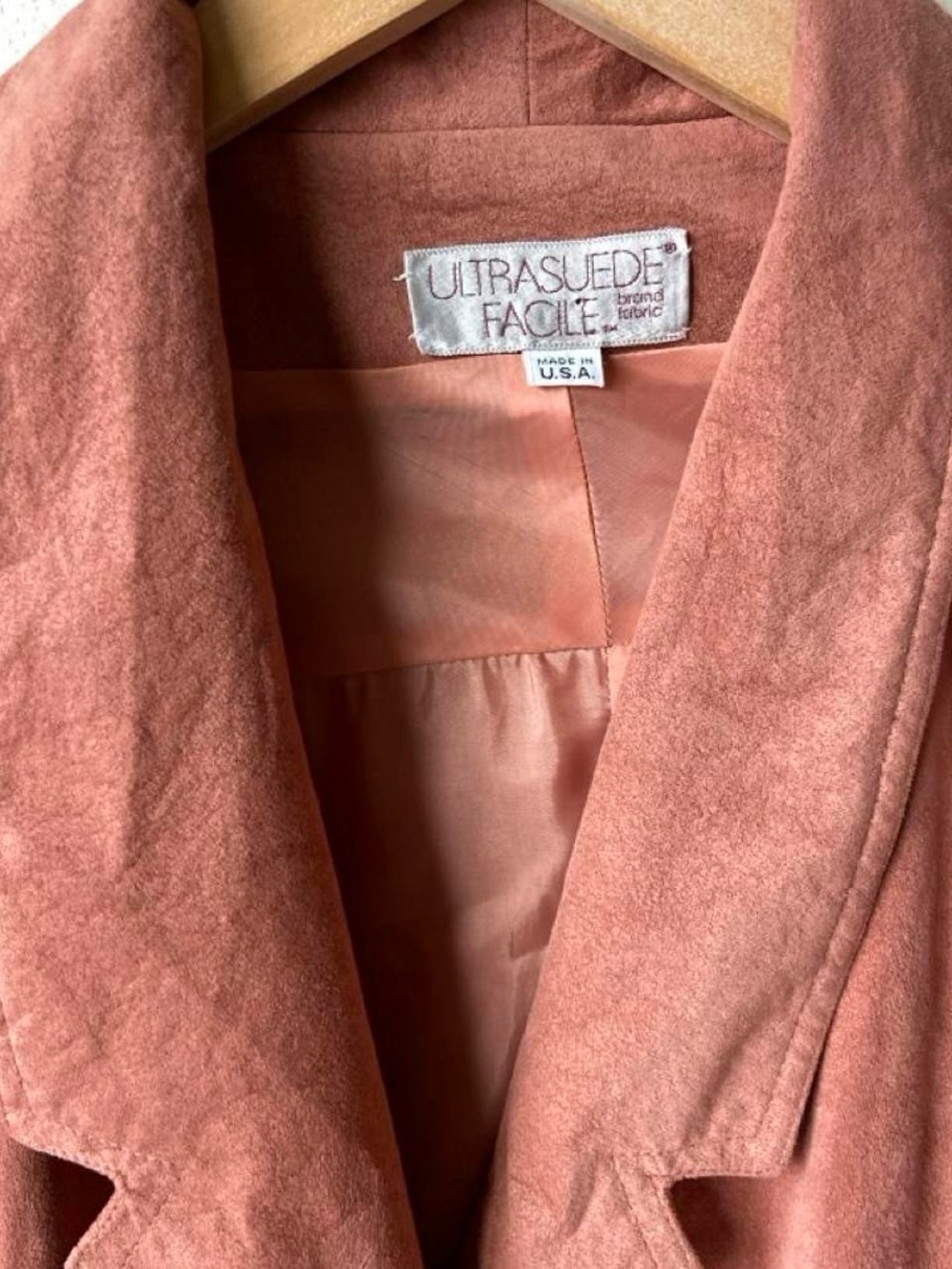 Vintage Women's Dusty Rose Suede Blazer - Relaxed Notch Collar - Picture 5 of 7